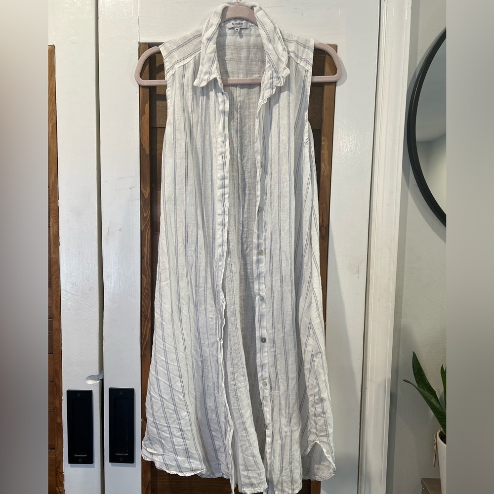 Rosemarine White Sleeveless Buttoned Sundress